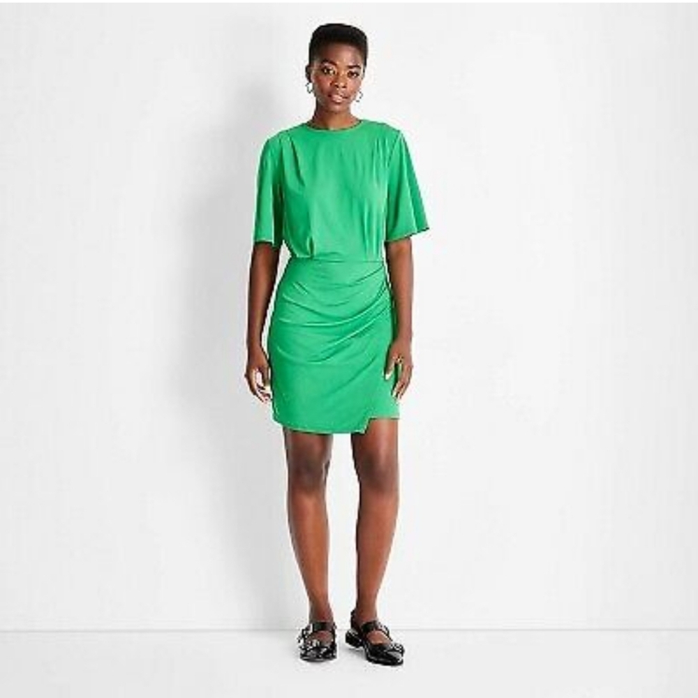 Future Collective Women's Short Sleeve Mini  Dress ~ Green